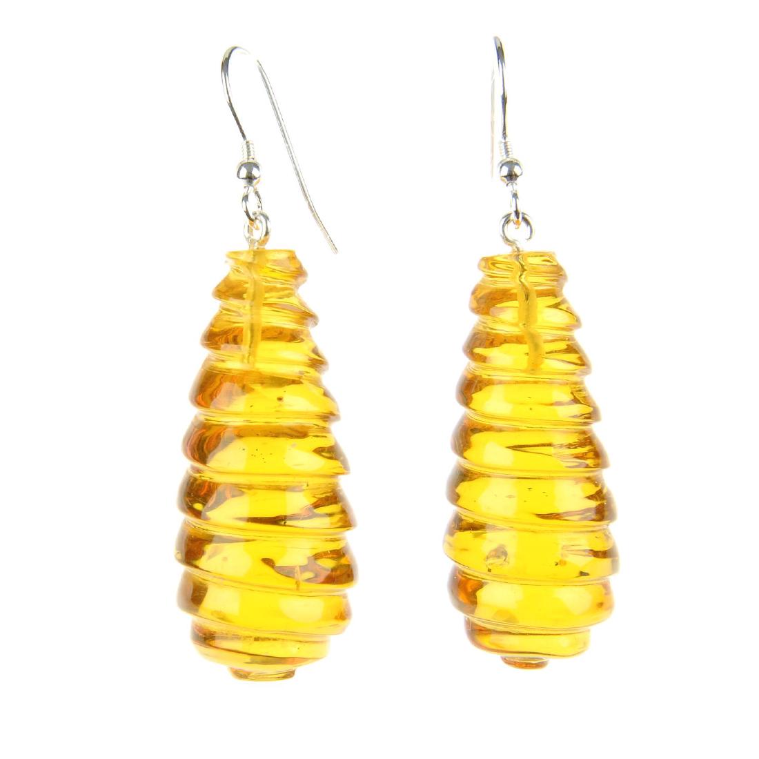 Two pairs of natural Dominican Republic amber earrings. (1 of 2)