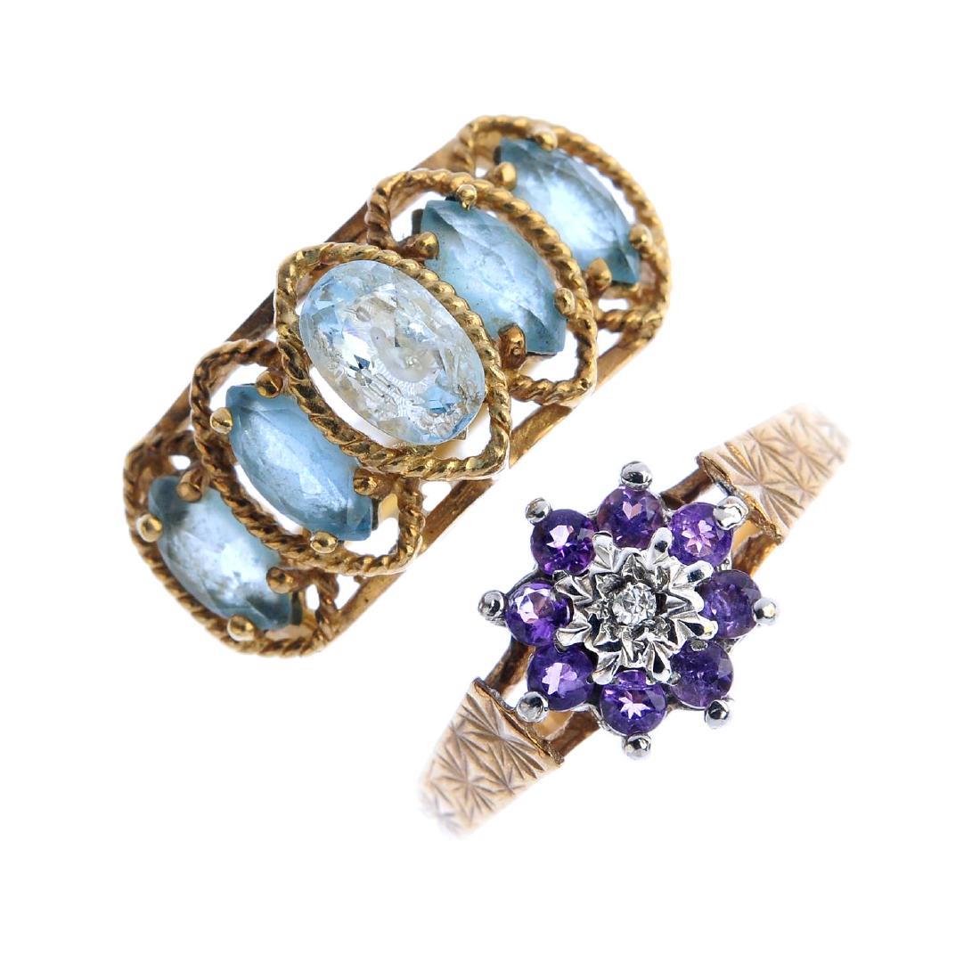 Four gem-set rings. To include a 9ct gold diamond and (1 of 4)