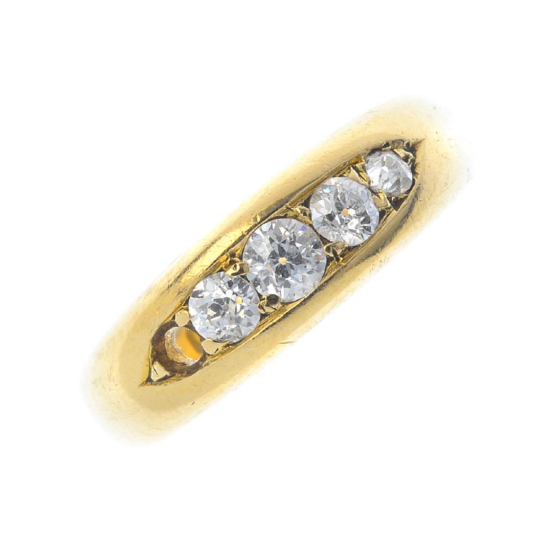 An Edwardian 18ct gold diamond five-stone ring. The (1 of 4)