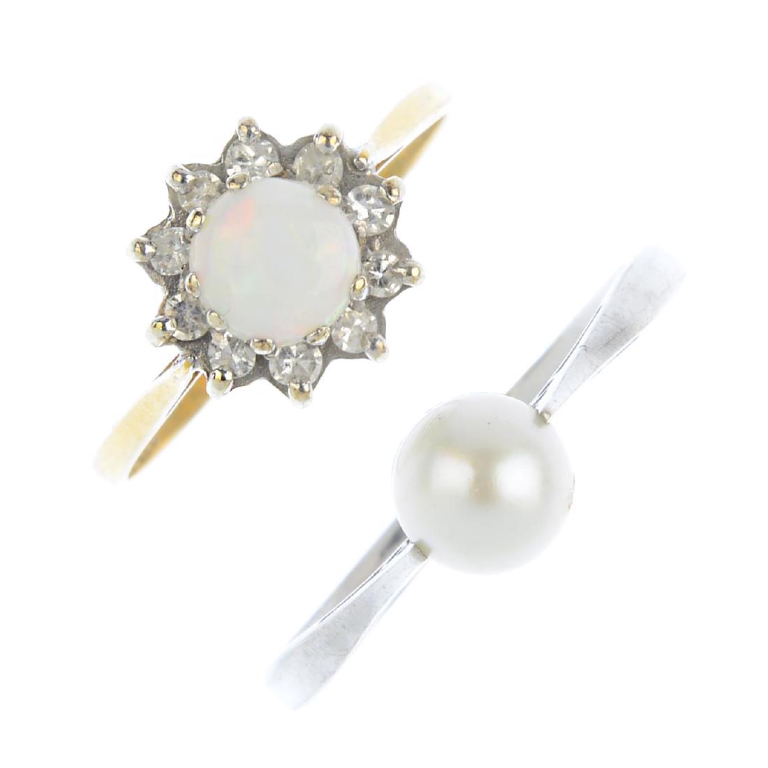 Five diamond and gem-set rings. To include an 18ct gold (1 of 3)