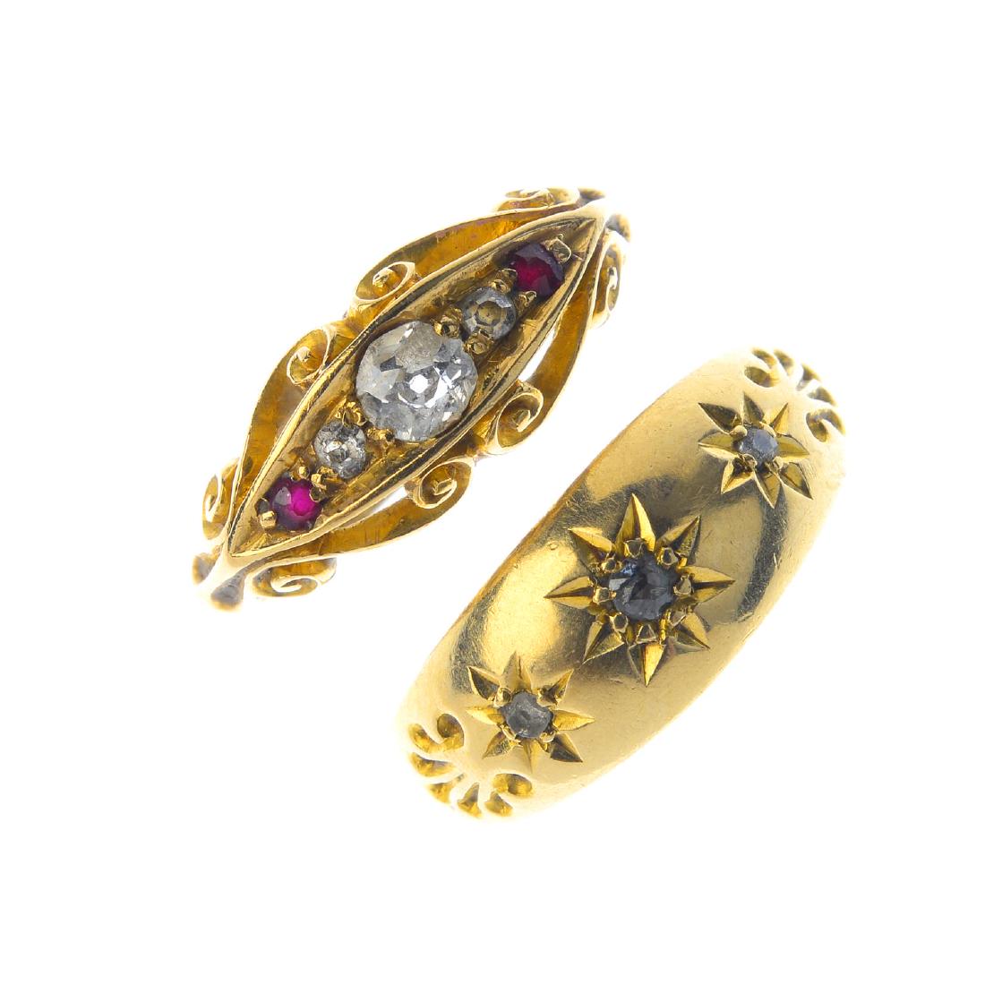 Three early 20th century 18ct gold diamond and gem-set (1 of 3)