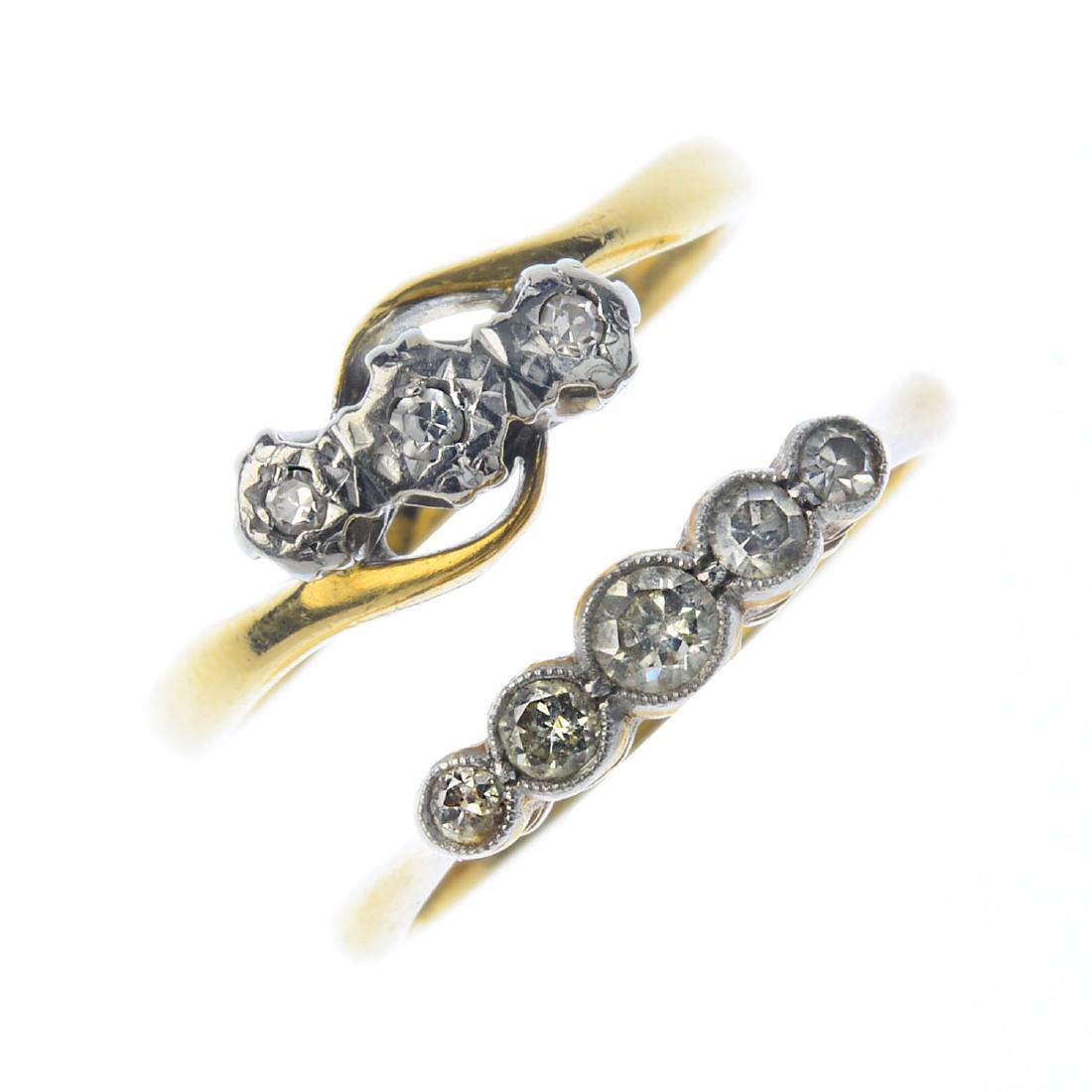 Four diamond rings. To include an early 20th century (1 of 3)