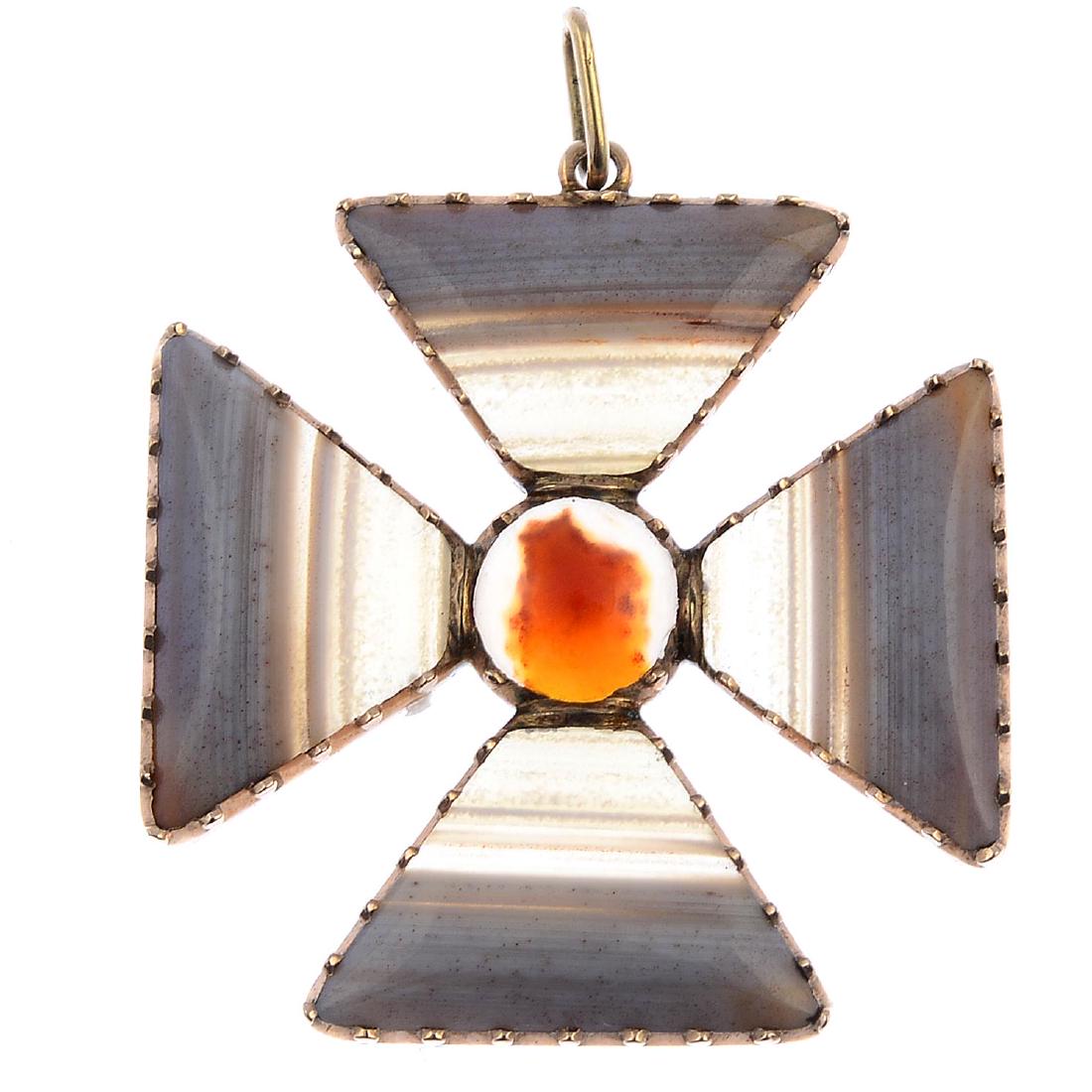 A late Georgian agate cross pendant. The circular (1 of 1)