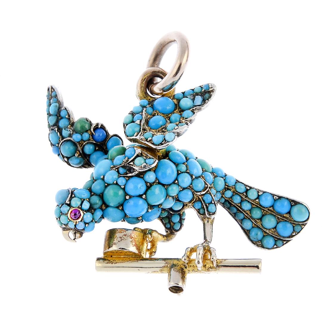 A mid Victorian gold turquoise and ruby pendant. (1 of 1)