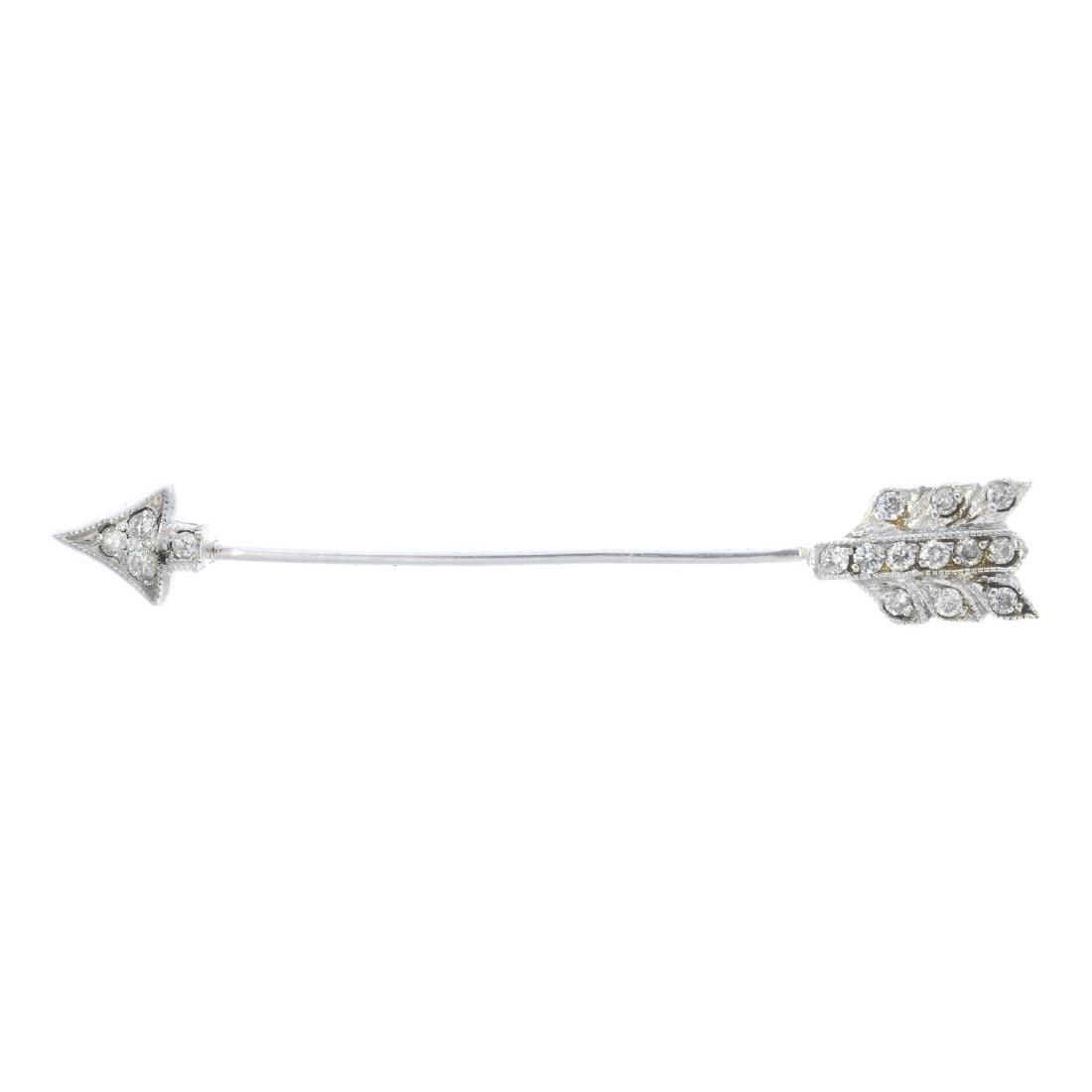 A diamond jabot pin. The plain shaft, with (1 of 2)