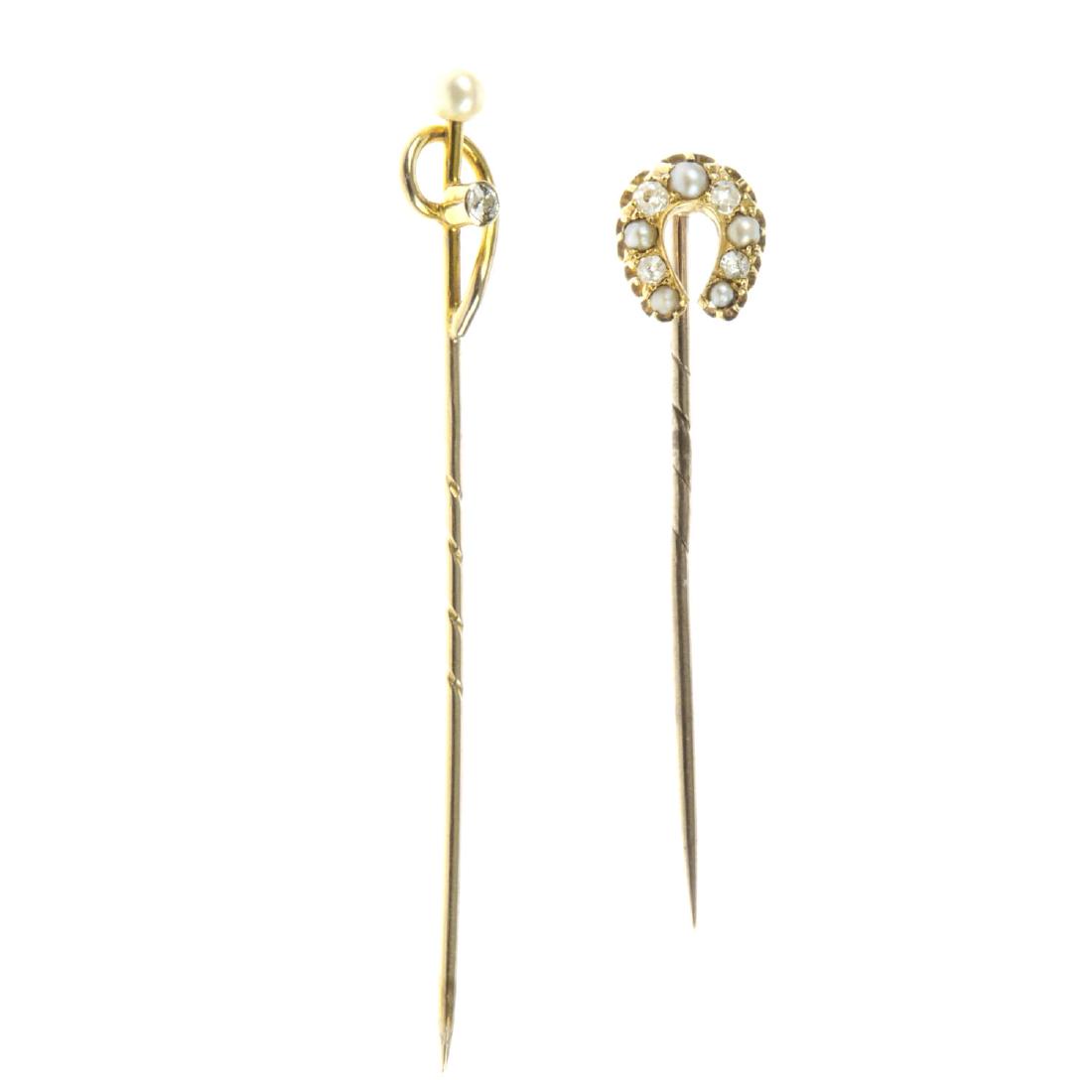 Two late Victorian gem-set stickpins. The first a (1 of 2)
