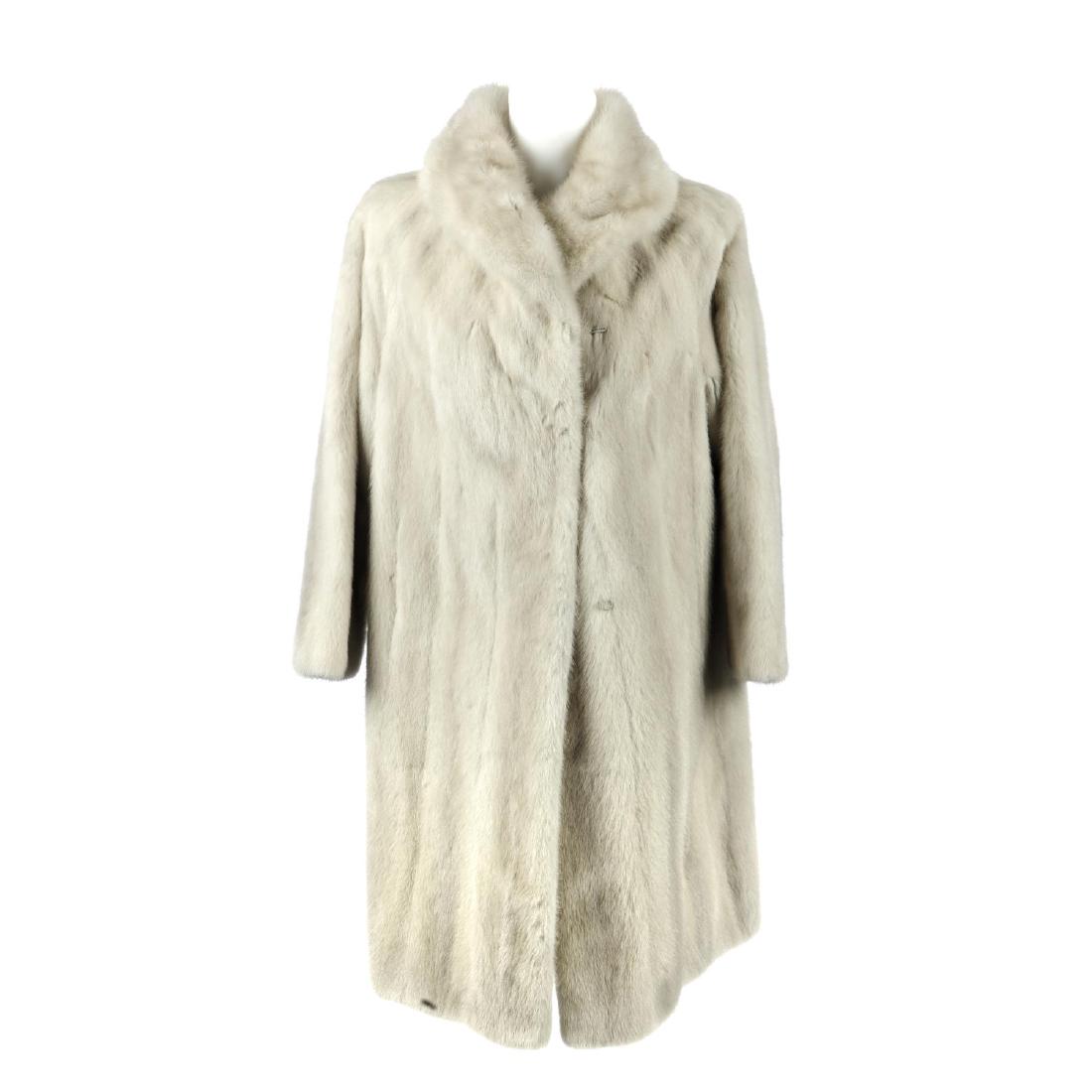 An azurene mink full-length coat. Featuring a shawl (1 of 2)