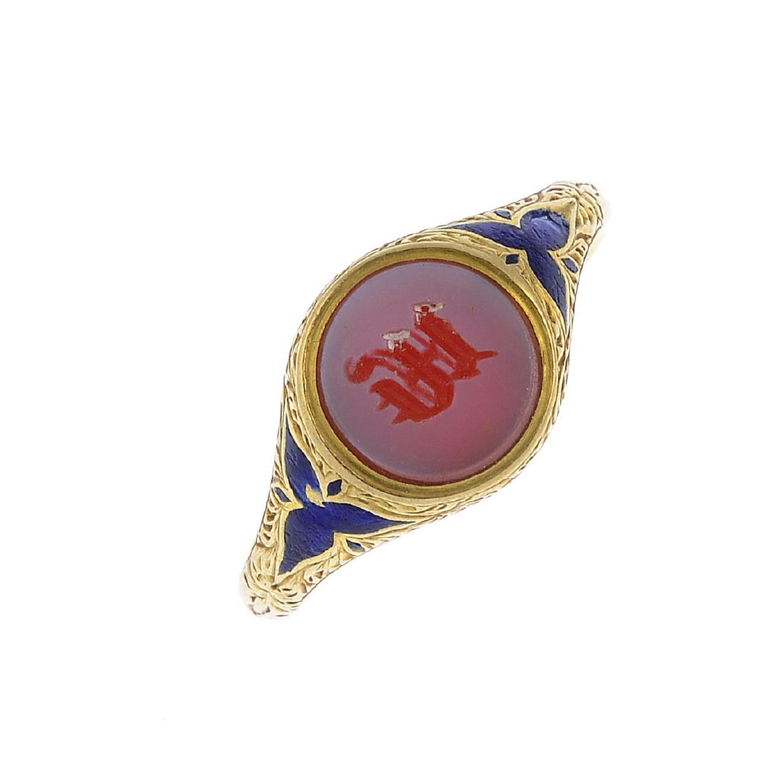 An early 20th century 18ct gold sardonyx and enamel (1 of 3)