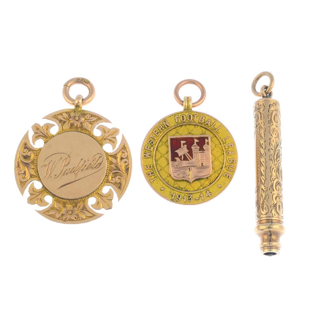 Two early 20th century 9ct gold medals and a (1 of 2)