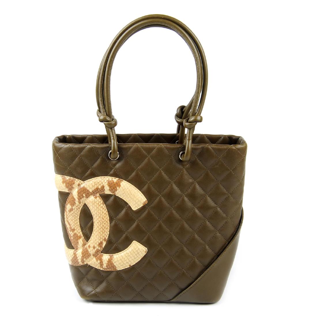 CHANEL - a Ligne Cambon handbag. Featuring a khaki (1 of 3)