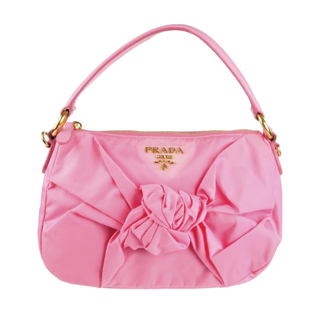 PRADA - a pink Begonia Tessuto Nylon Bow handbag. (1 of 6)