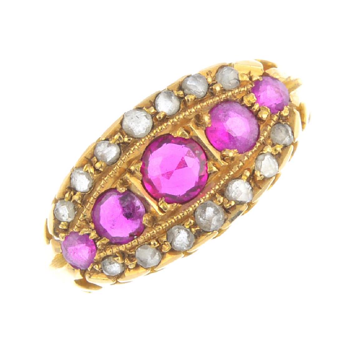 An early 20th century 18ct gold synthetic ruby, ruby (1 of 3)