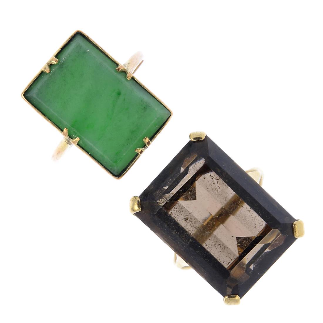 Two gem-set single-stone rings. The first designed as a (1 of 3)