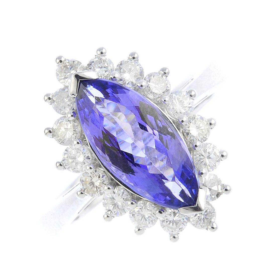 A tanzanite and diamond cluster ring. The (1 of 3)