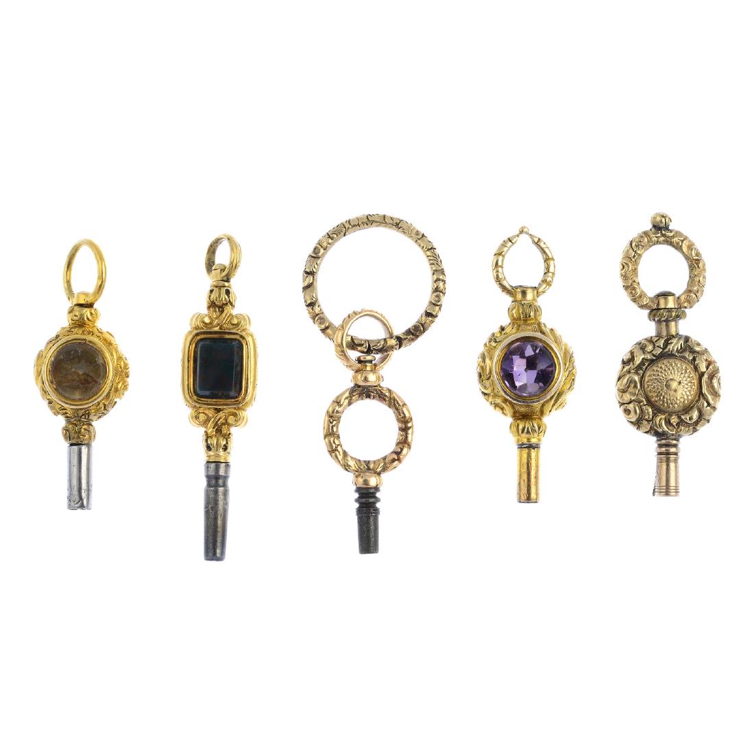 Five mid 19th century watch keys. Each with embossed (1 of 2)
