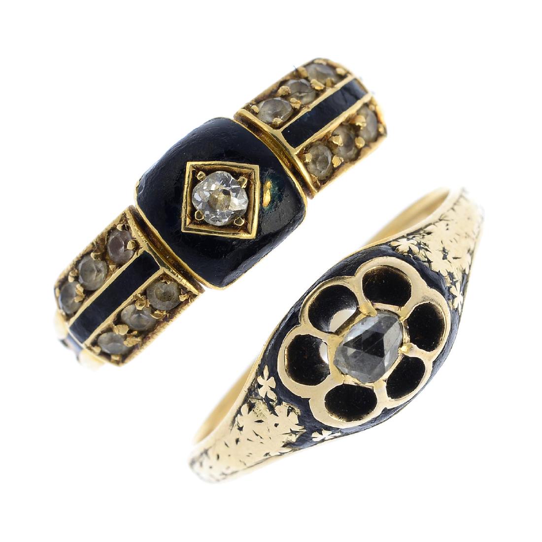 Two late Victorian gold gem-set mourning rings. The (1 of 3)