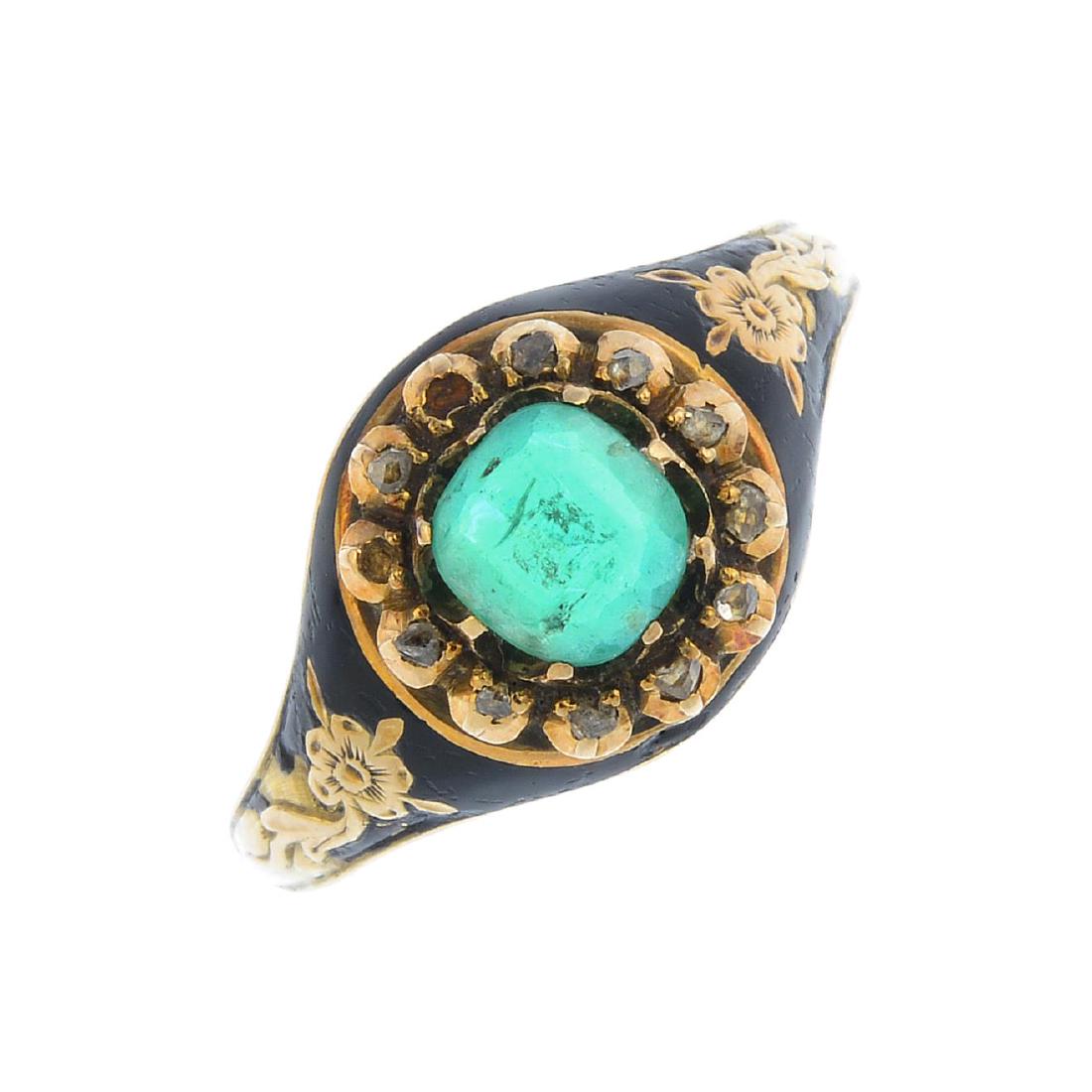 A late Victorian gold emerald, diamond and enamel (1 of 3)