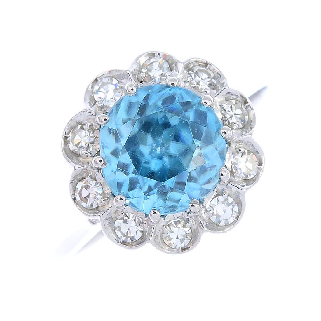 A zircon and diamond cluster ring. The circular-shape (1 of 3)