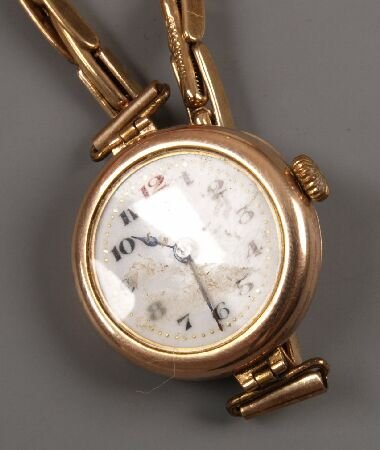 9ct gold ladies 1920's manual watch with white Ar