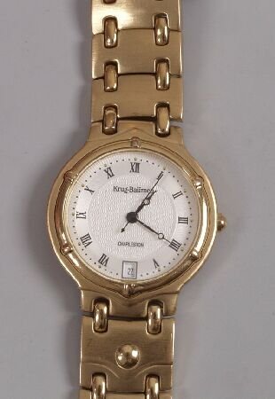 KRUG - BAUMEN gentleman's gold plated quartz brac