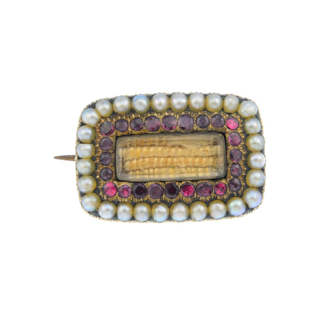 A late Georgian gold garnet and split pearl memorial (1 of 2)