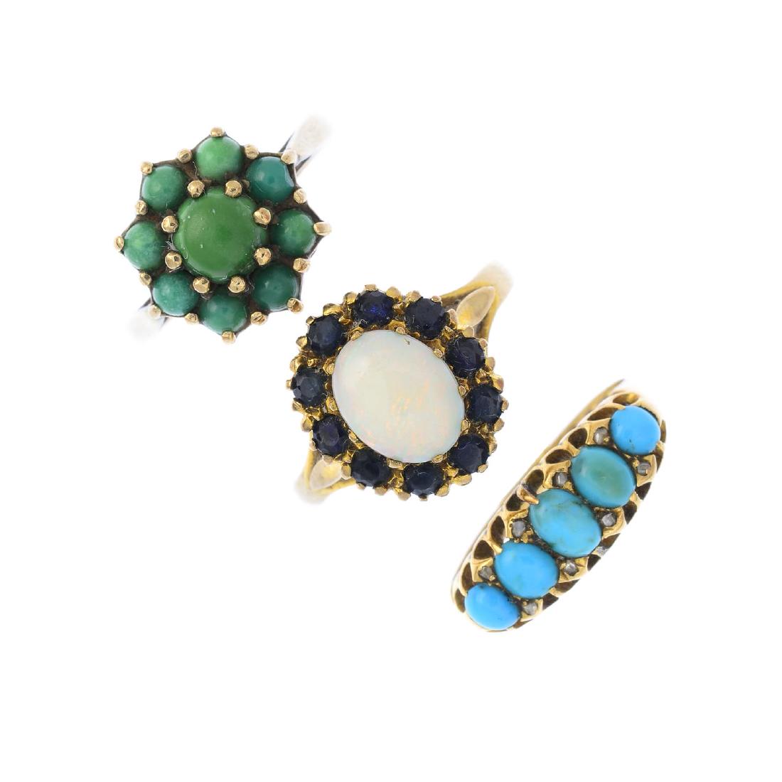 Four diamond and gem-set rings. To include an Edwardian (1 of 4)