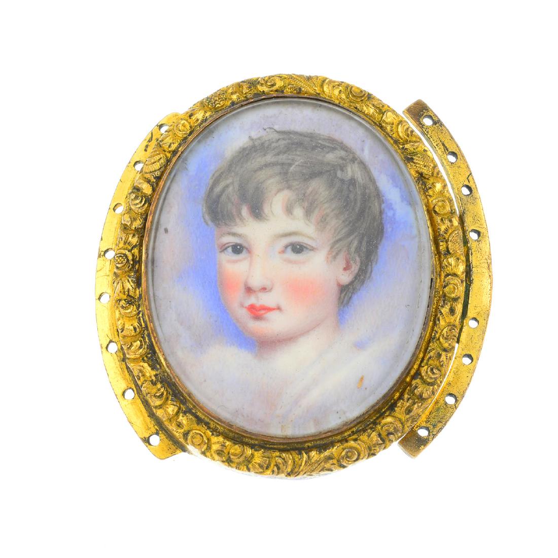 A late Georgian portrait miniature clasp. Of oval (1 of 2)