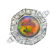 An Art Deco platinum opal and diamond cluster ring. The