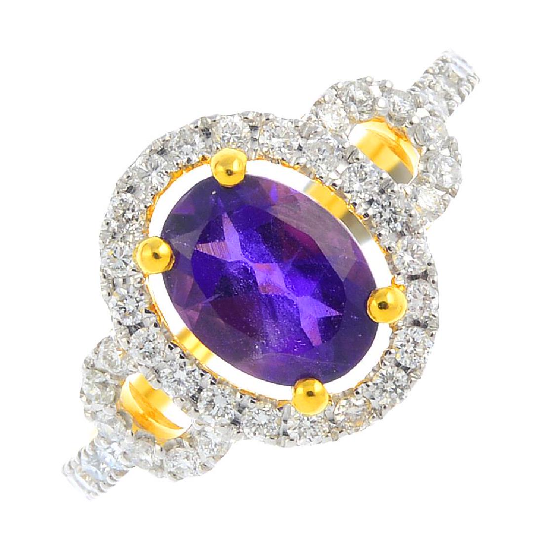 An amethyst and diamond dress ring. The oval-shape (1 of 3)