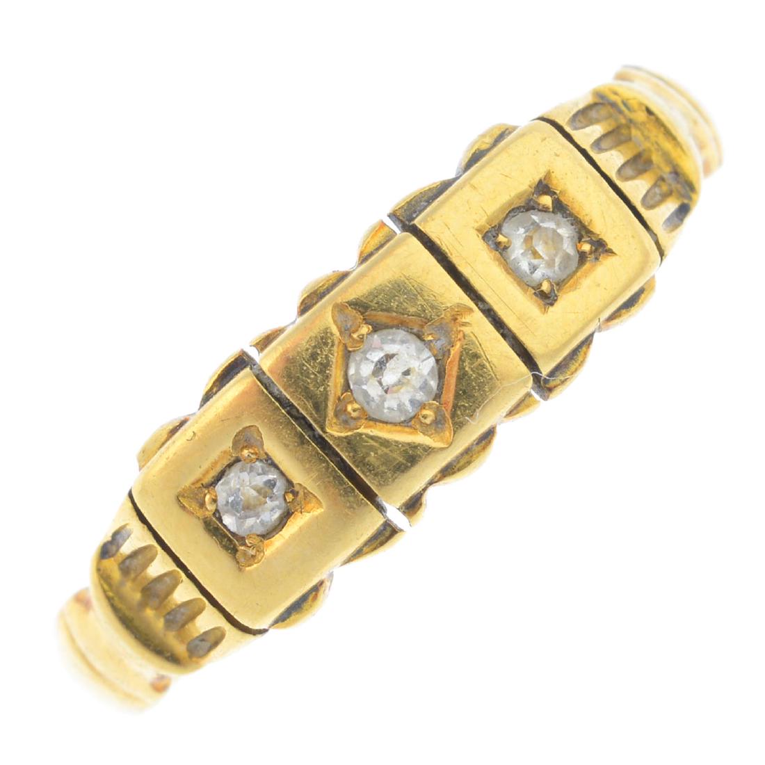 A late Victorian gold diamond ring. The old-cut diamond (1 of 3)