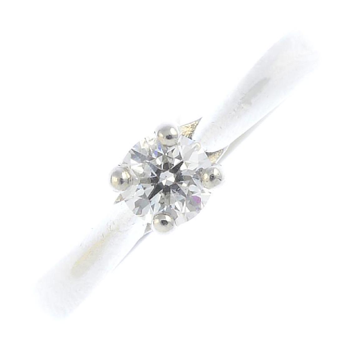 A platinum diamond single-stone ring. The brilliant-cut (1 of 3)