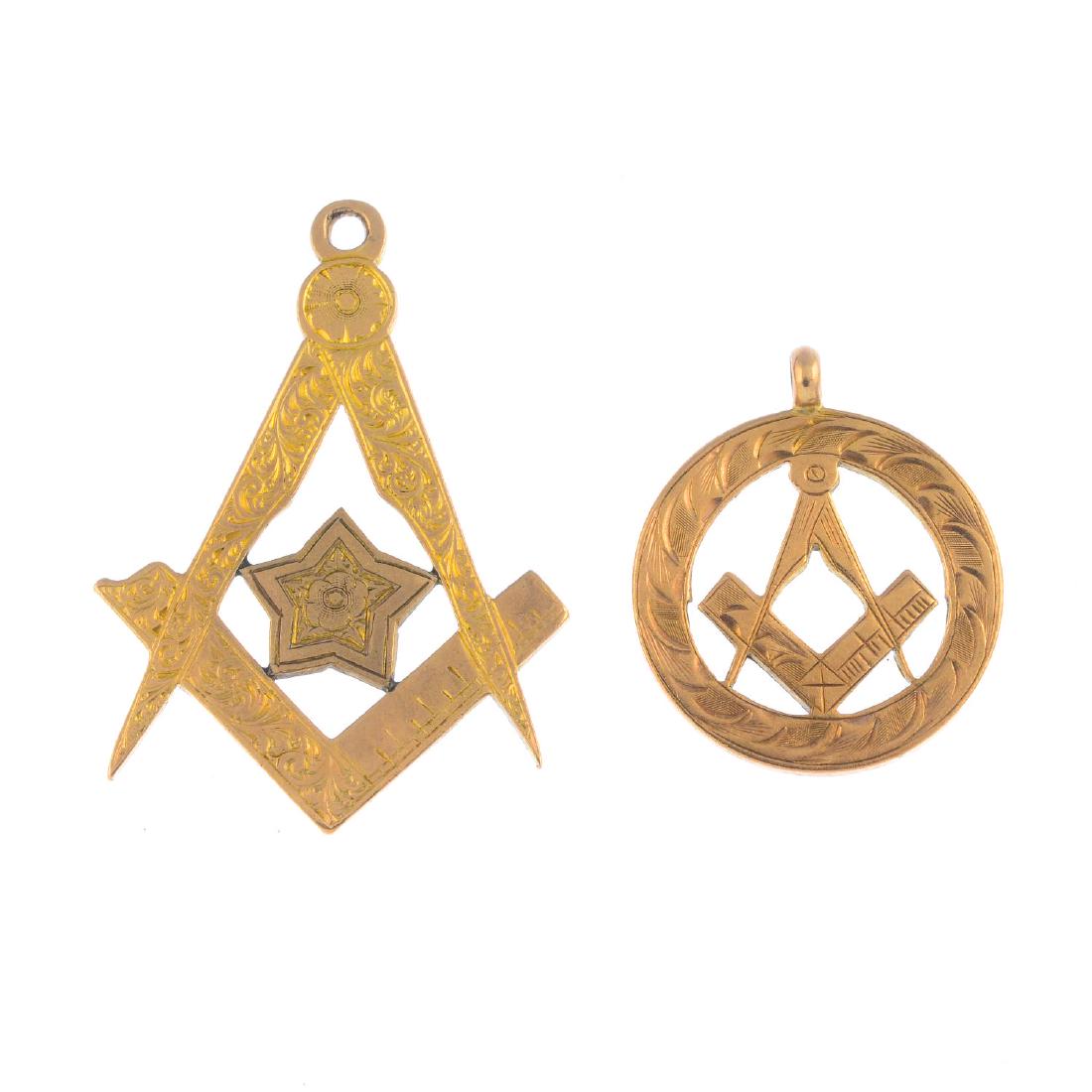 Two early 20th century 9ct gold Masonic pendants. Each (1 of 2)