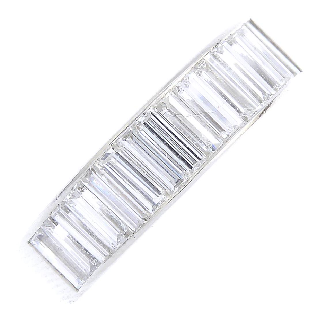 A platinum diamond half eternity ring. The baguette-cut (1 of 3)