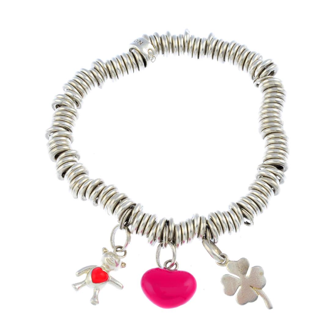 LINKS OF LONDON - a selection of bracelets. To include: LINKS OF LONDON - a selection of bracelets. To include a silver torque bangle, a silver cubic zirconia bracelet, with two Sweetie charm bracelets suspending three and six charms. Maker's marks for Lin