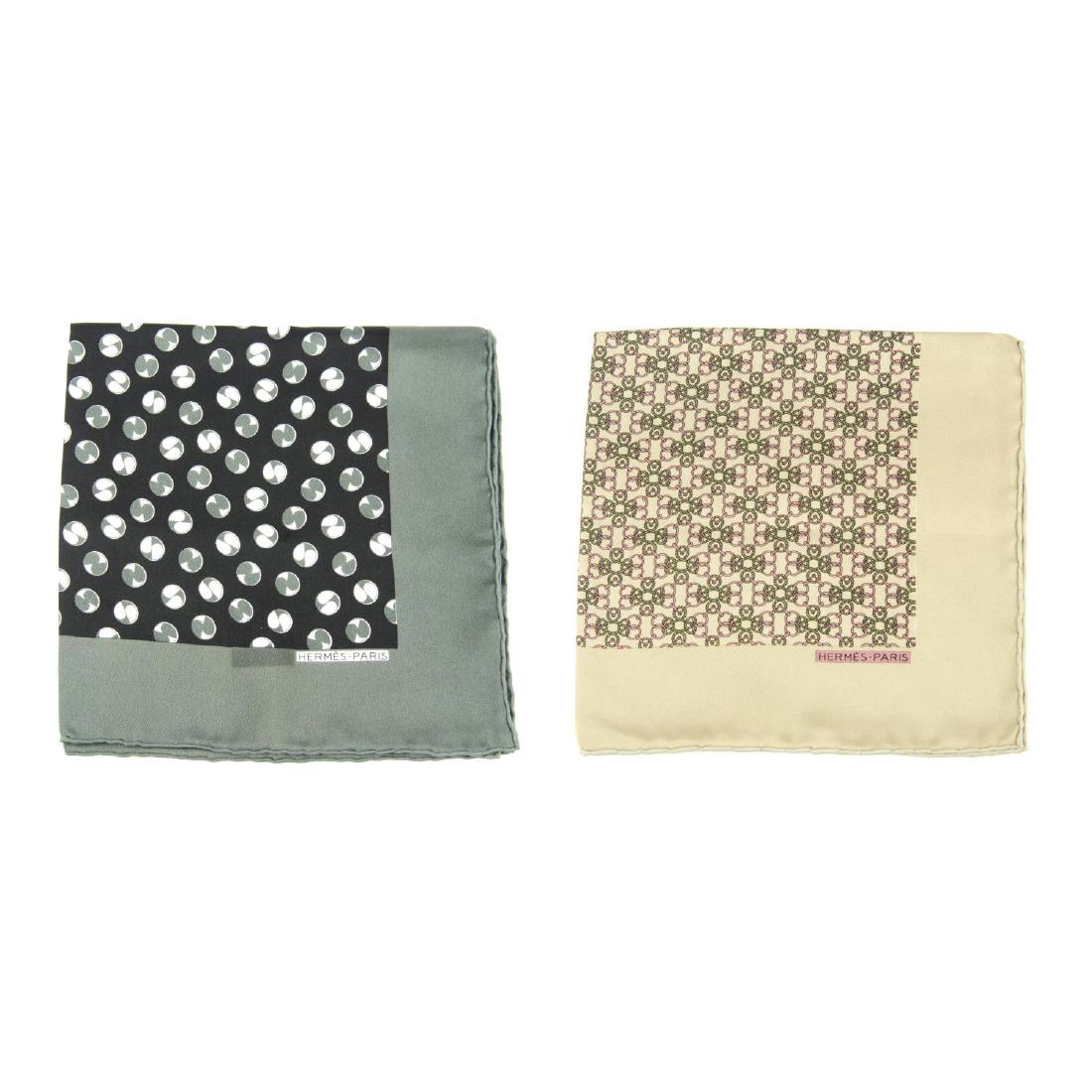 HERMÈS - two silk pocket squares / handkerchiefs. The (1 of 3)