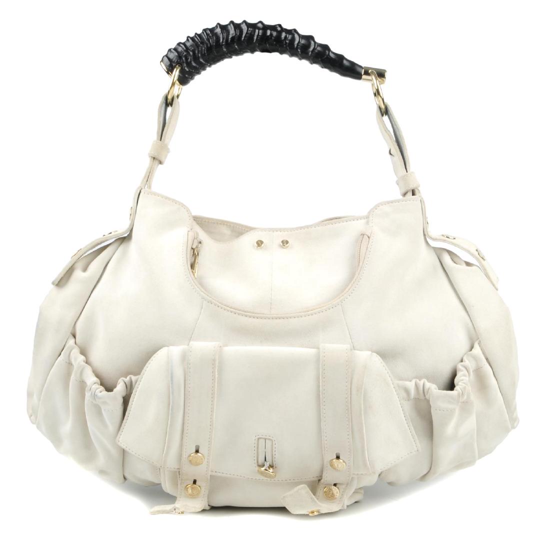 YVES SAINT LAURENT - an ivory suede Mala Mala hobo (1 of 5)