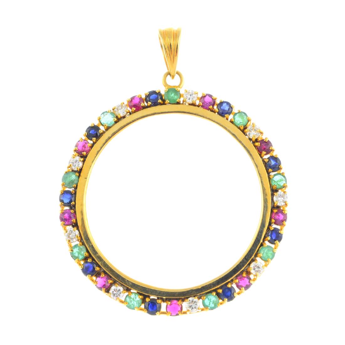 A diamond and gem-set pendant mount. The circular coin (1 of 2)