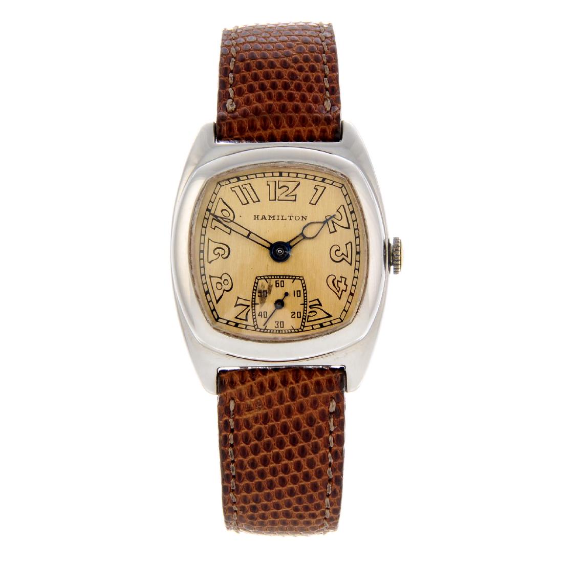 HAMILTON - a wrist watch. White metal case with (1 of 4)