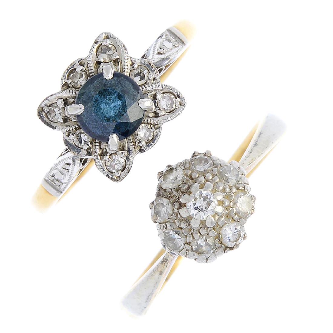 Two mid 20th century 18ct gold and platinum, diamond (1 of 3)