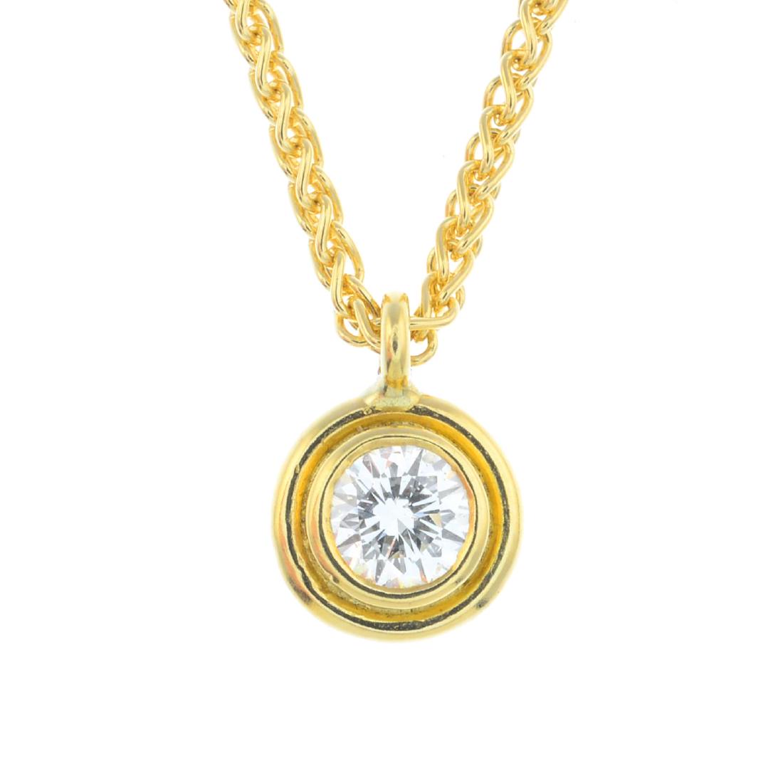 A diamond single-stone pendant. The brilliant-cut (1 of 2)