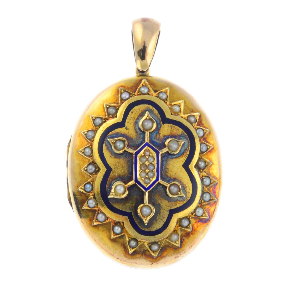 A late Victorian 15ct gold split pearl and enamel (1 of 1)