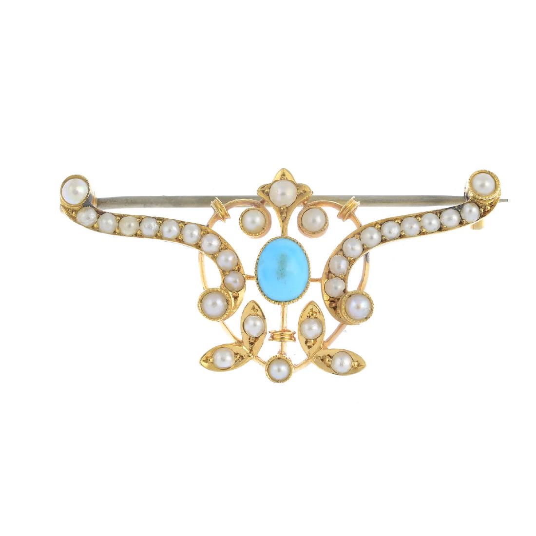 An early 20th century 9ct gold turquoise and split (1 of 2)