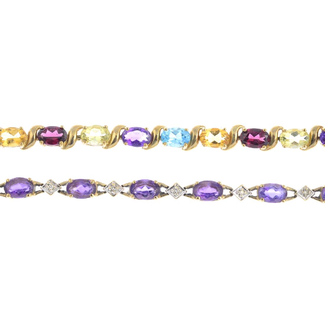 Two diamond and gem-set bracelets. The first designed (1 of 3)