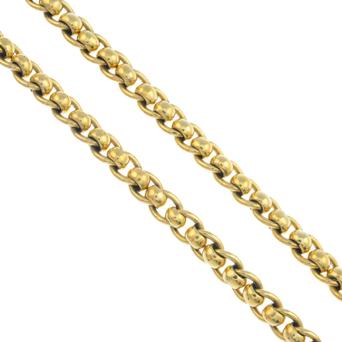 A 9ct gold necklace. Designed as a fancy curb-link (1 of 2)