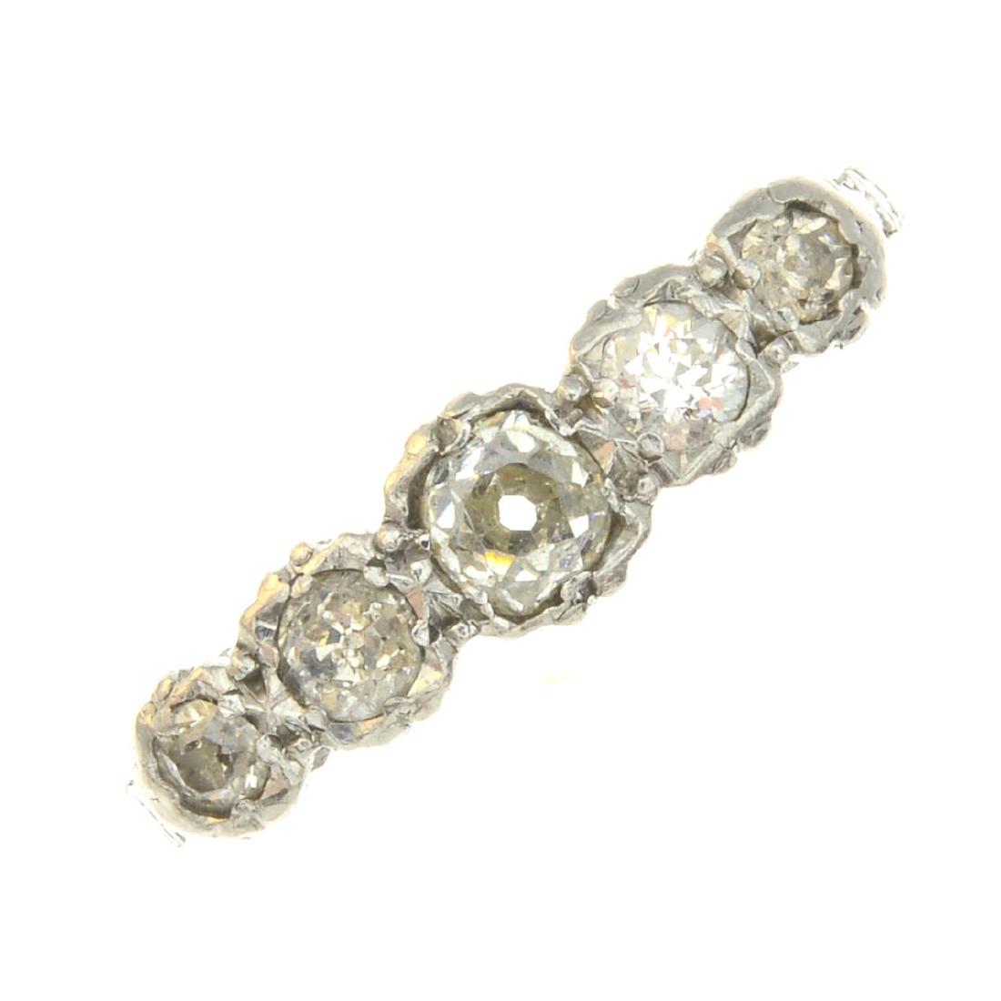 A diamond five-stone ring. The graduated old-cut (1 of 3)