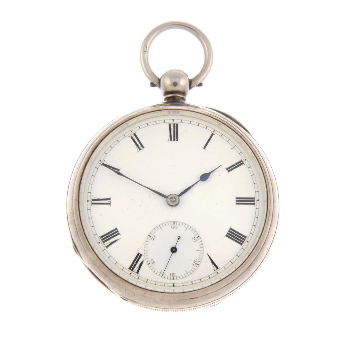 An open face pocket watch by Waltham. White metal case. (1 of 3)