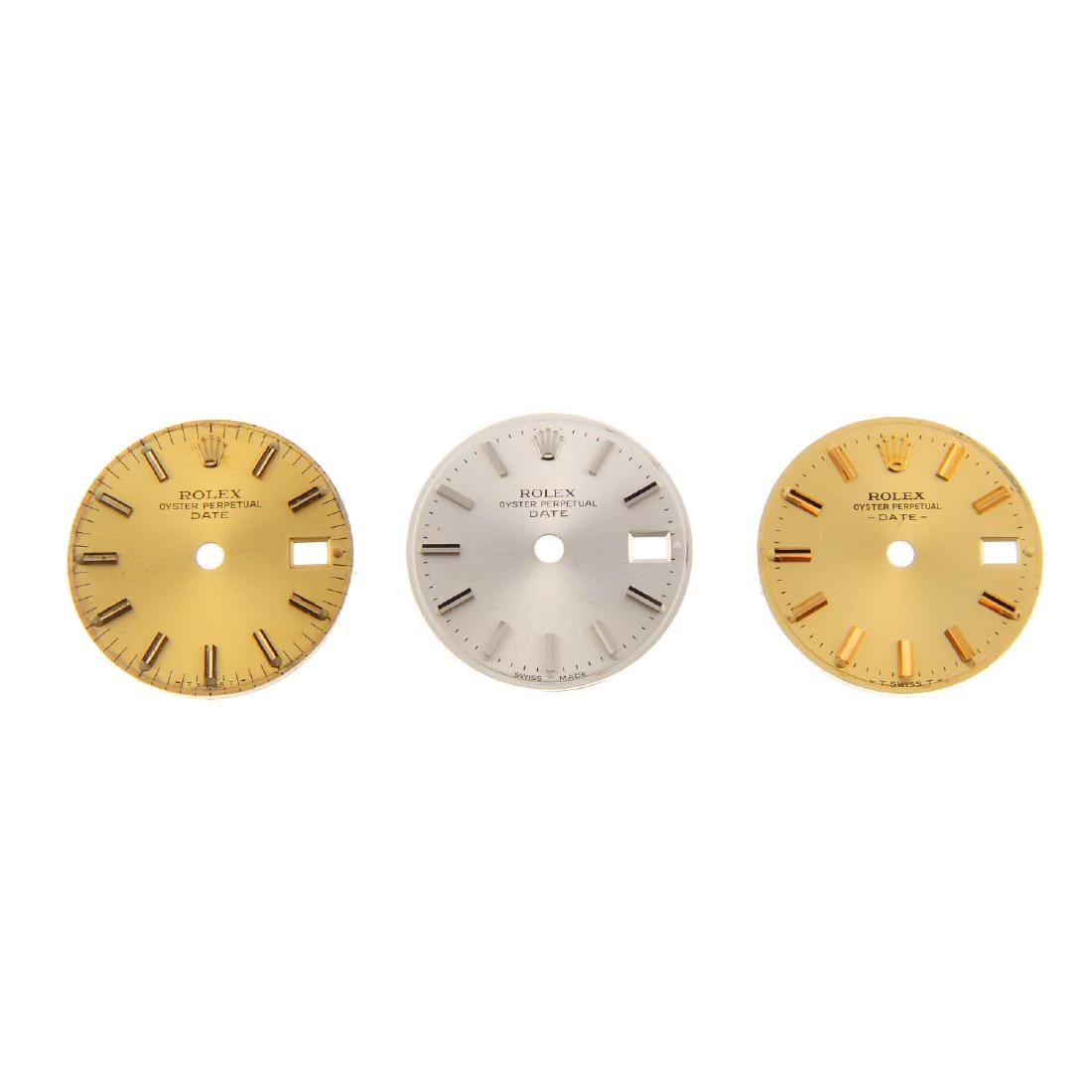 ROLEX - a group of three assorted lady's Date dials. (1 of 2)