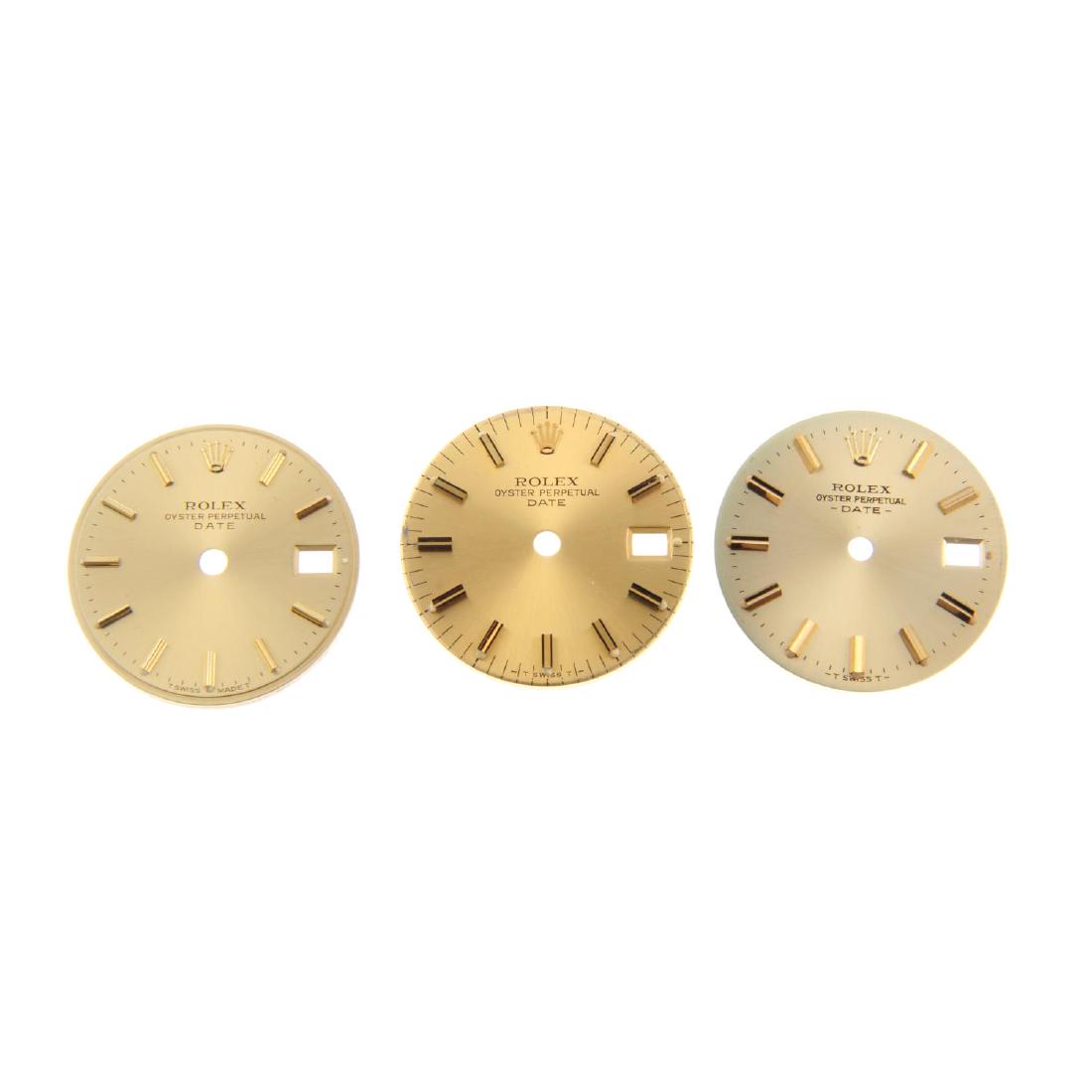 ROLEX - a group of three assorted lady's Date dials. (1 of 2)