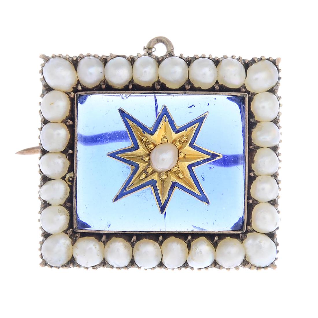 A late Victorian gold split pearl, paste and enamel (1 of 2)
