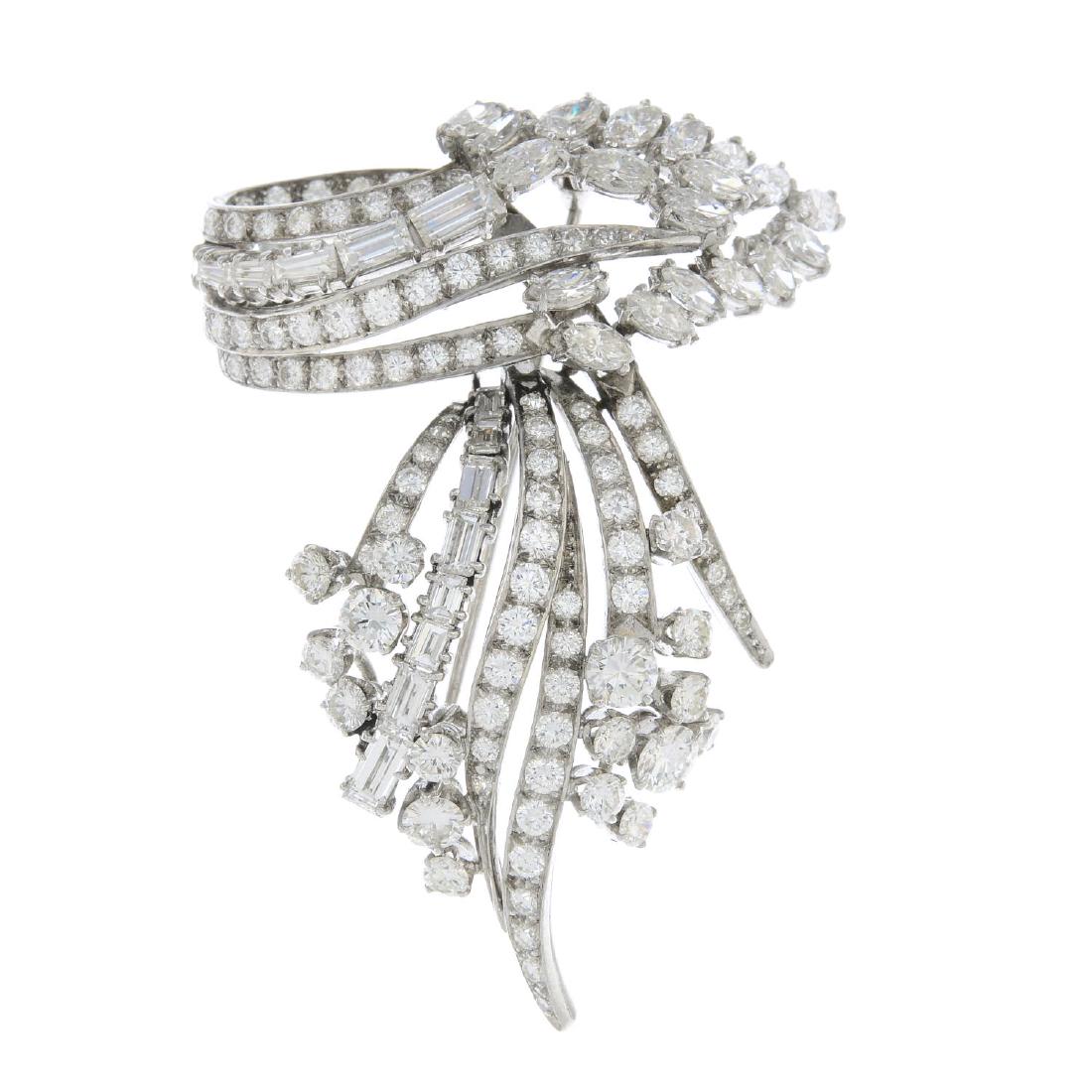 A mid 20th century diamond brooch. Designed as two (1 of 2)